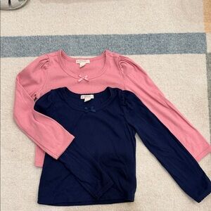 Pink and Navy Kids Long Sleeve Tops J.Crew crew cuts- two pack